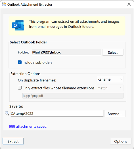 Outlook Attachment and Picture Extractor